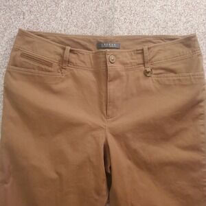 Lauren Ralph Lauren LRL Pants Women's Sz 14 Brown Cotton Blend